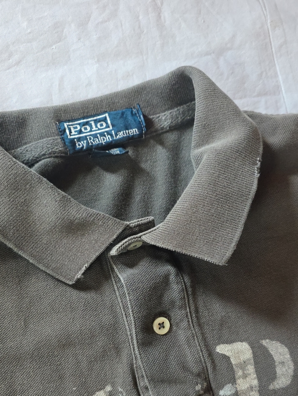 Polo Ralph Lauren VTG Men's RLPC Distressed Polo Front Graphic Gray L - Picture 4 of 10